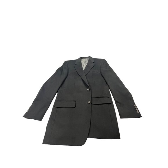 Chaps Mens Black Wool Silk Cashmere Blend Blazer Jacket 42L Classic Fit Two Butt - Picture 1 of 11